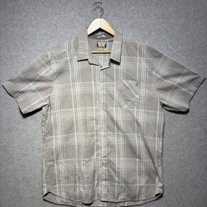 Volcom Why Factor Plaid Short Sleeve Button Down Shirt Grey Mens XXL A0421181
